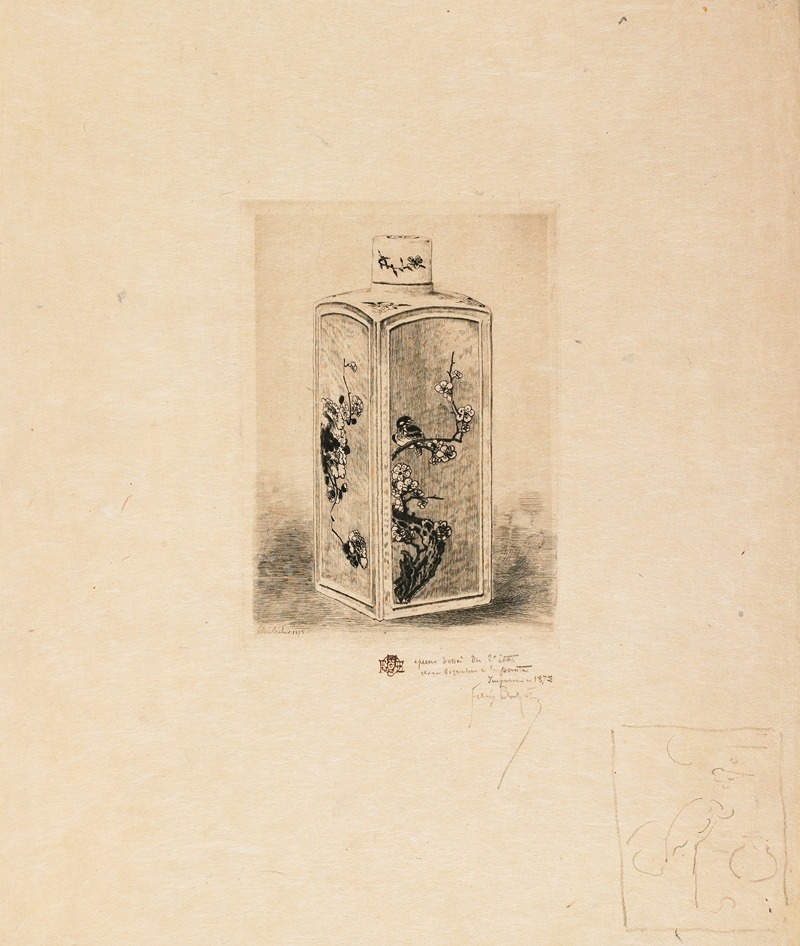 Félix Hilaire Buhot - Porcelain Tea Container, from Japonisme