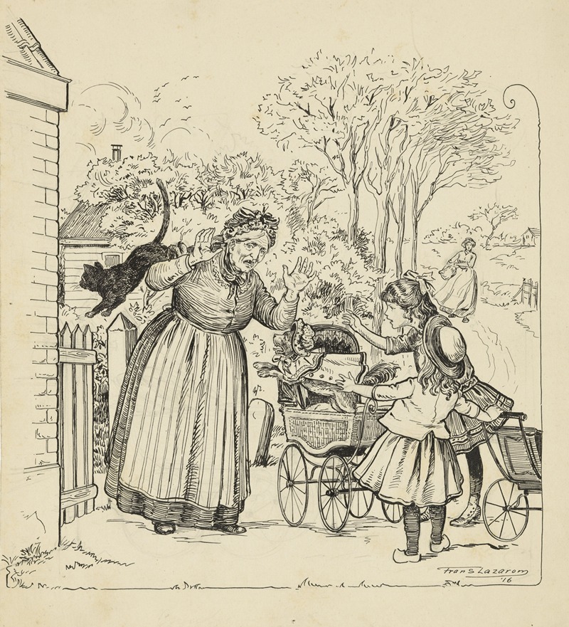 Frans Lazarom - Grietje en Marietje met poppenwagens