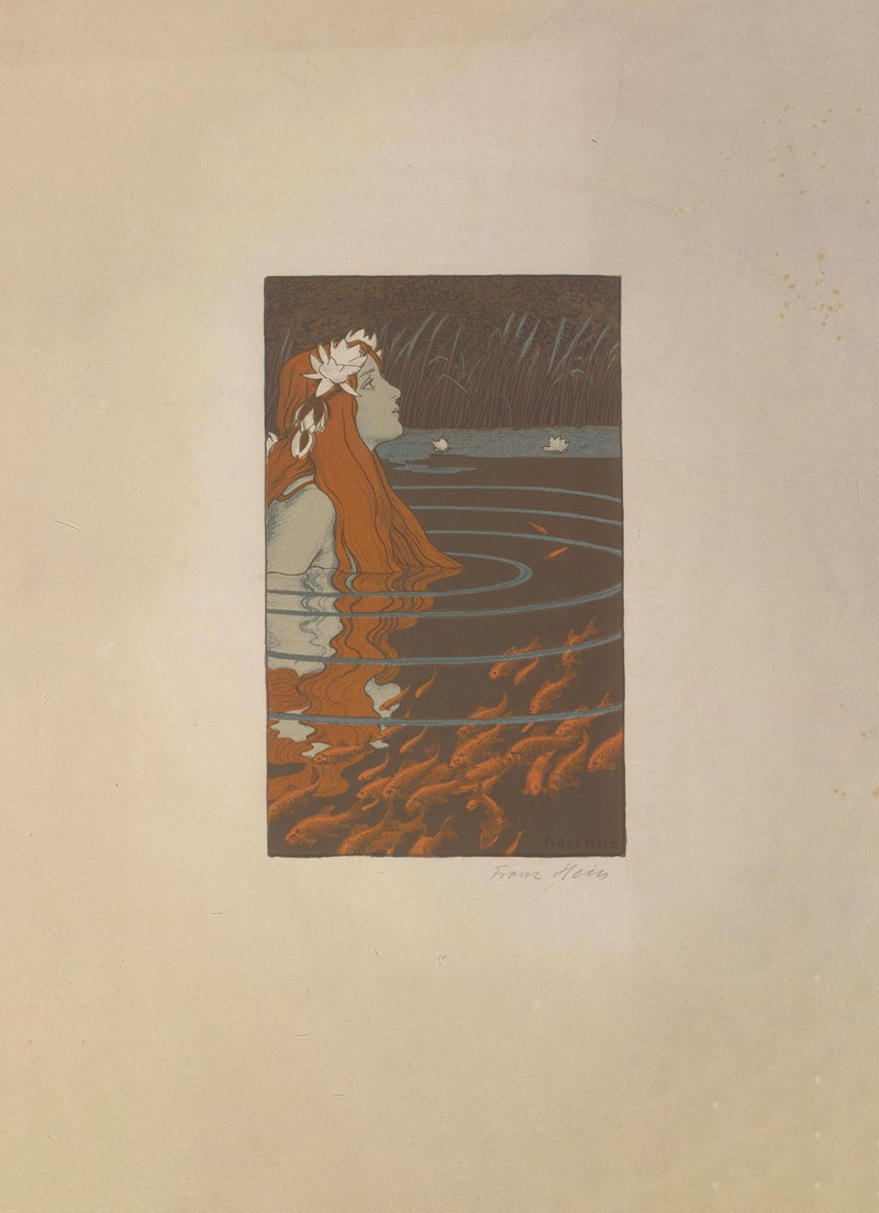 Franz Hein - Bild einer Nixe mit Fischen im Teich