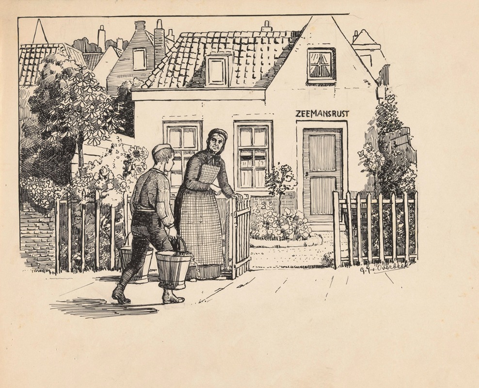 Gijsbertus Johannes van Overbeek - Jongen met emmers bij Huize Zeemansrust
