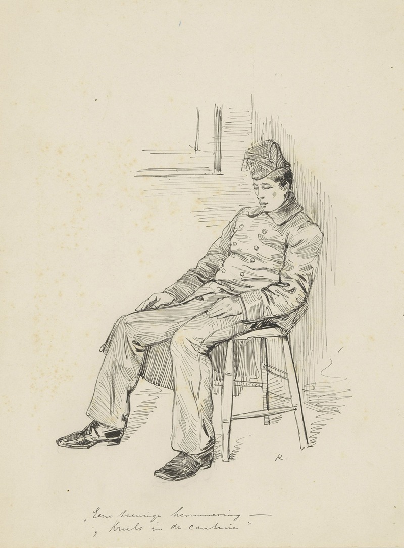 Heinrich M. Krabbé - Soldaat zittend op een kruk