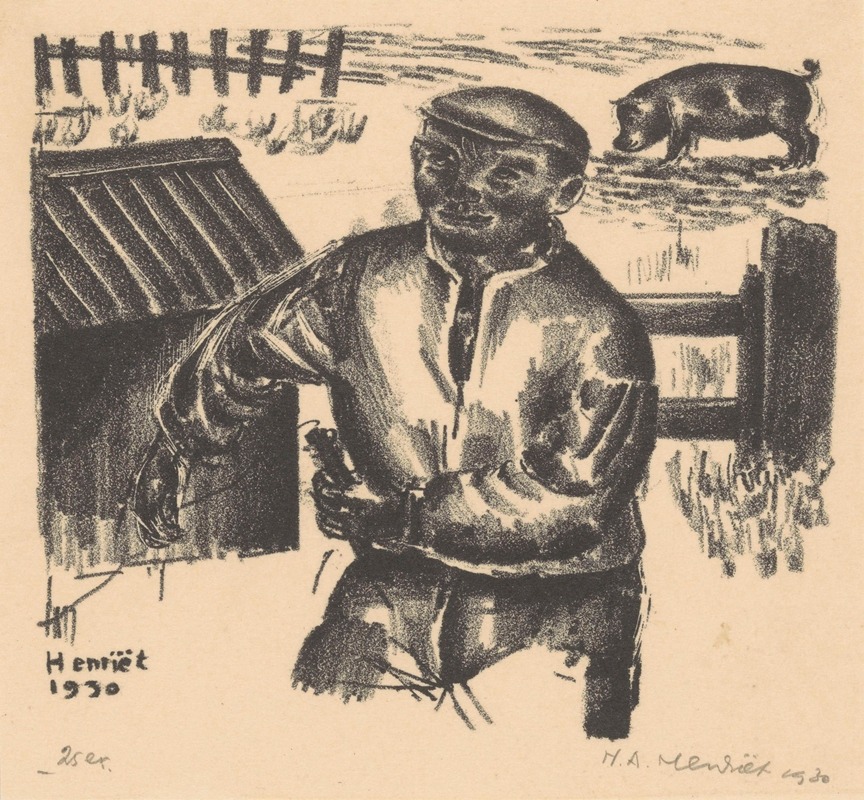 Henk Henriët - Boer bij een schuur