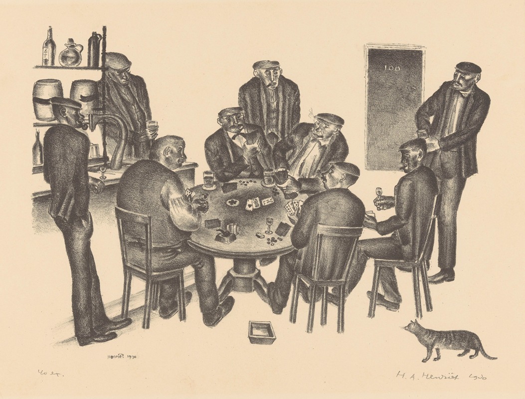 Henk Henriët - Kaartspelende mannen in een bar