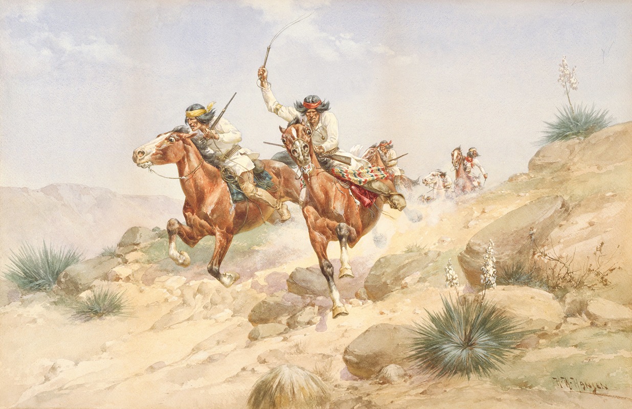 Herman Wendelborg Hansen - Apache Indians on Horseback