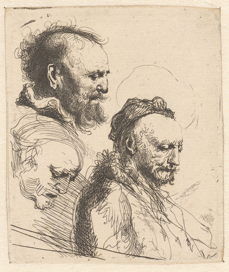 Ignace-Joseph de Claussin - Studieblad met drie koppen van een oude man