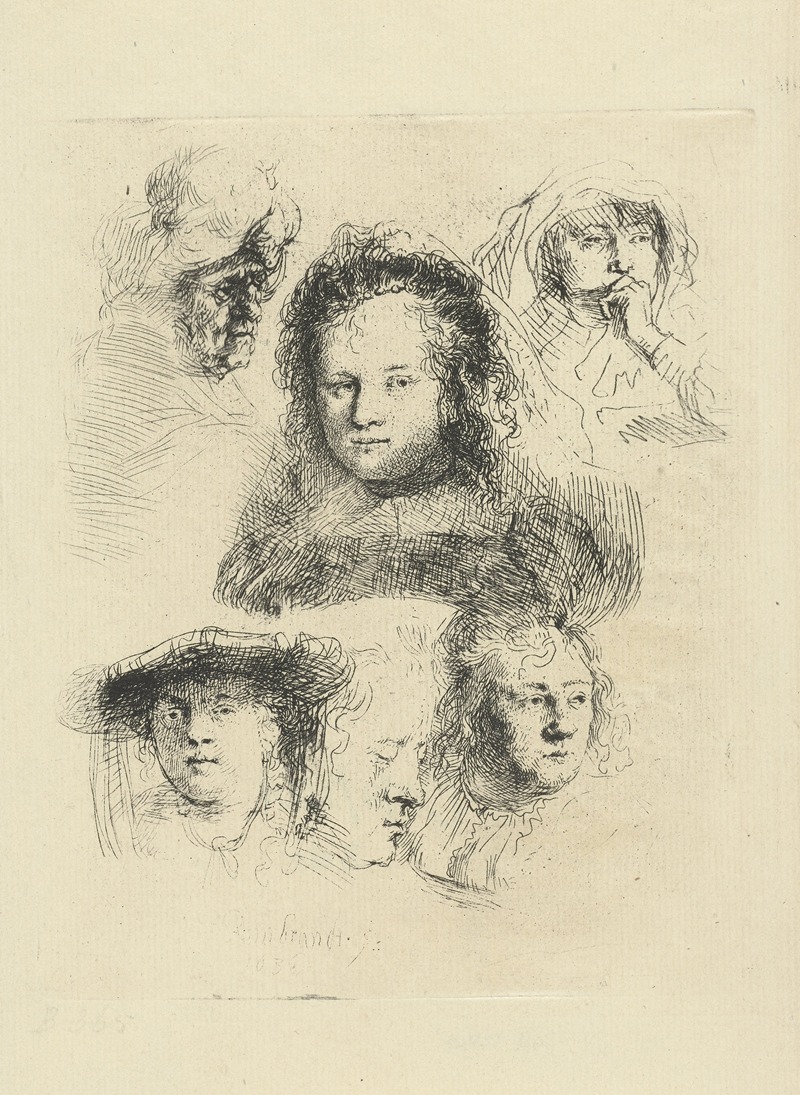 Ignace-Joseph de Claussin - Studies van het hoofd van Saskia en anderen