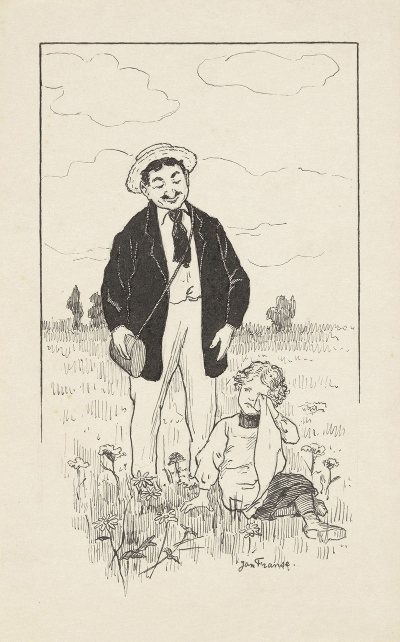 Jan Franse - Man bij een huilend meisje in een veld