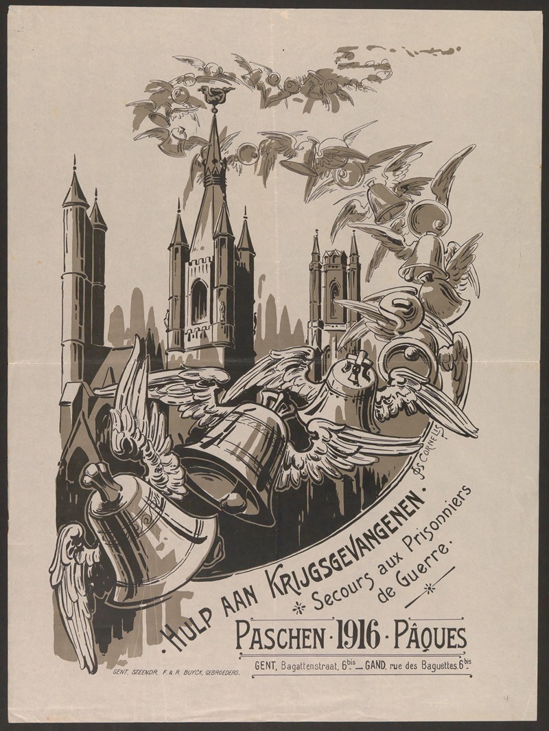 Joseph Cornelis - Hulp aan Krijgsgevangenen. Secours au prisonniers de guerre Paschen 1916 Pâques