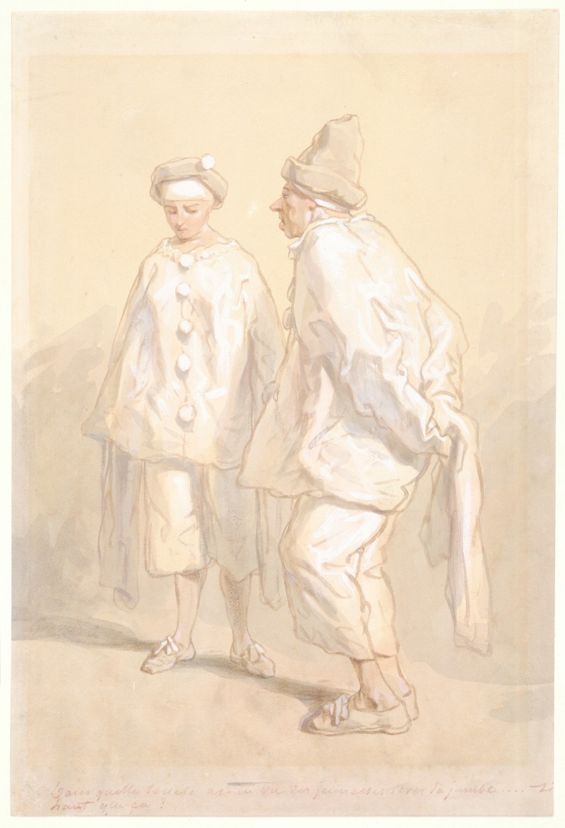 Paul Gavarni - Man and Woman in Masquerade Costume as ‘Punchinello’
