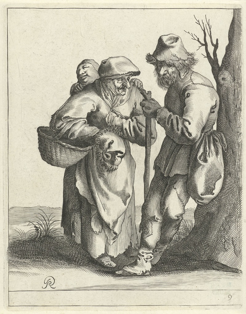 Pieter Jansz. Quast - Landlopers bij een boom