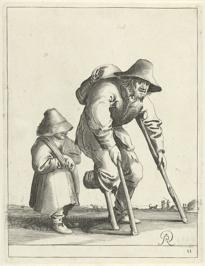Pieter Jansz. Quast - Bedelaar met kind en houten been