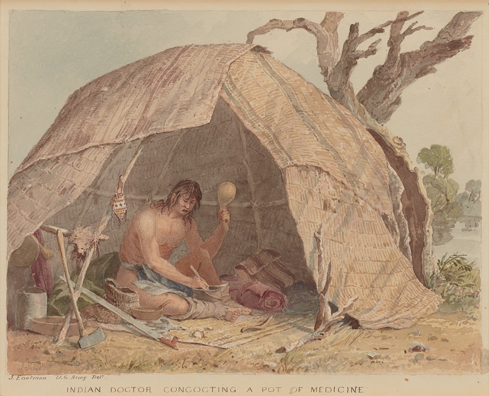 Seth Eastman - Indian Doctor Concocting a Pot of Medicine