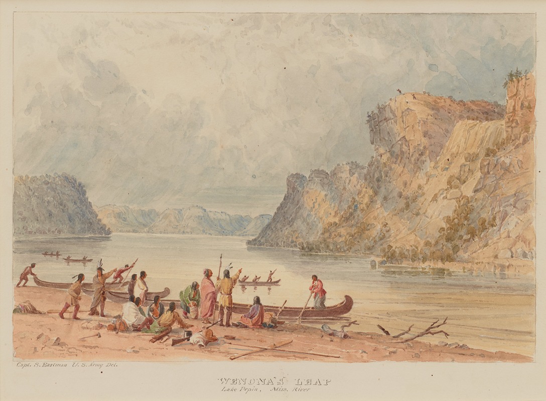 Seth Eastman - Wenona’s Leap, Lake Pepin, Mississippi River