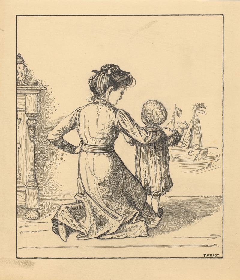 Willem Pothast - Moeder en kind bij een muur