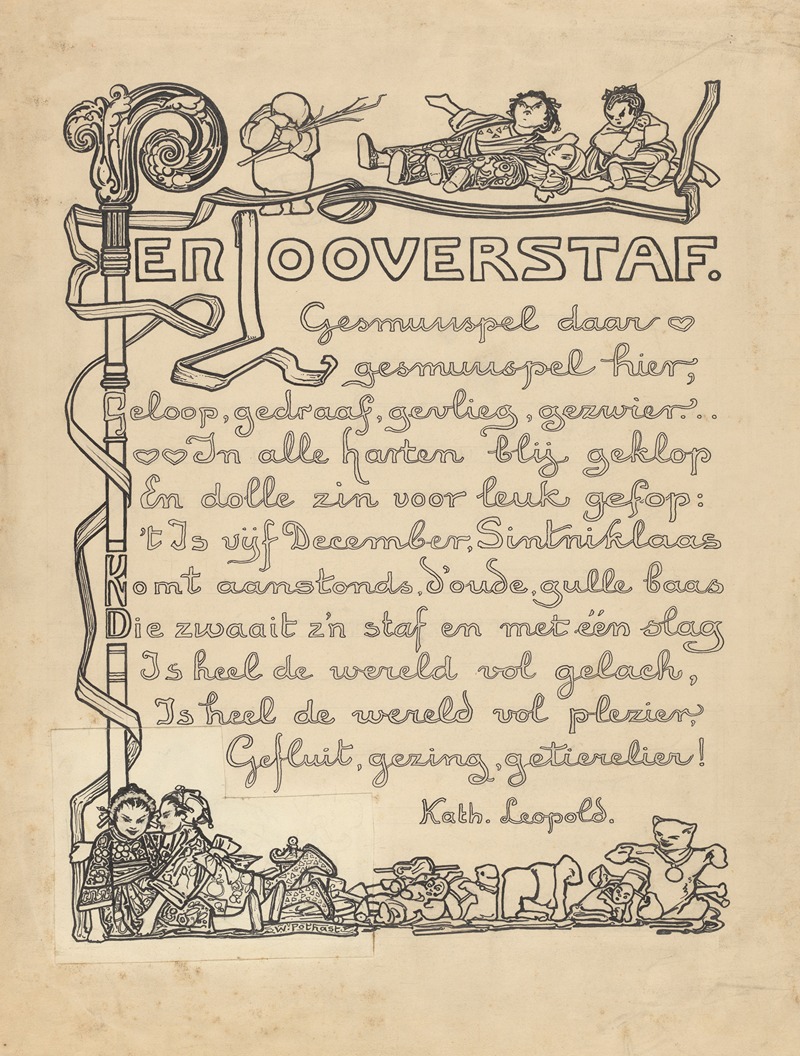 Willem Pothast - Sinterklaasgedicht met staf en speelgoed