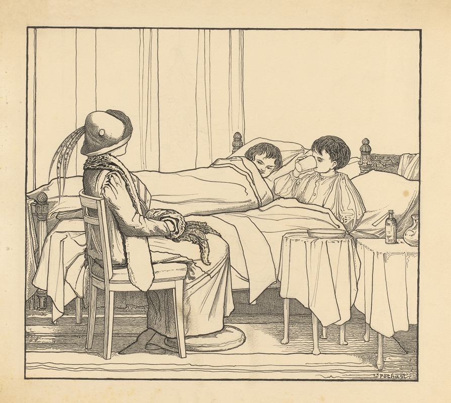 Willem Pothast - Vrouw op ziekenbezoek