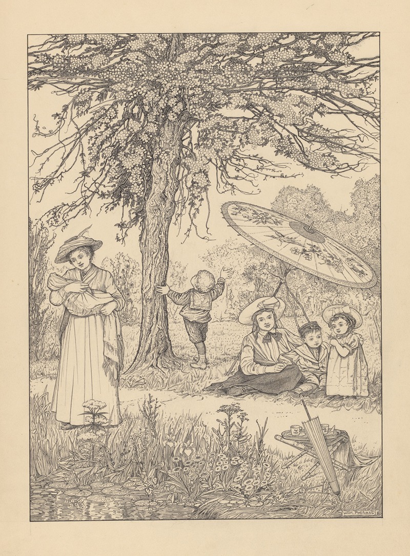 Willem Pothast - Vrouwen en kinderen in een park