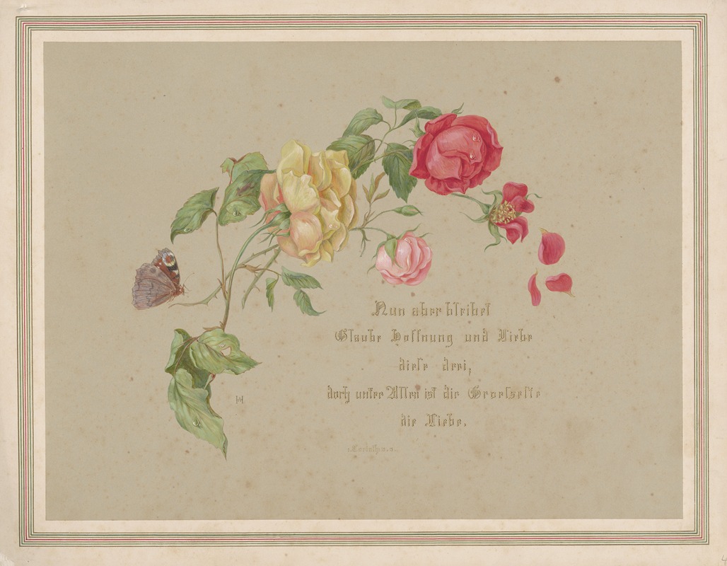 Anonymous - Bible quotation from 1 Corinthians with floral motif