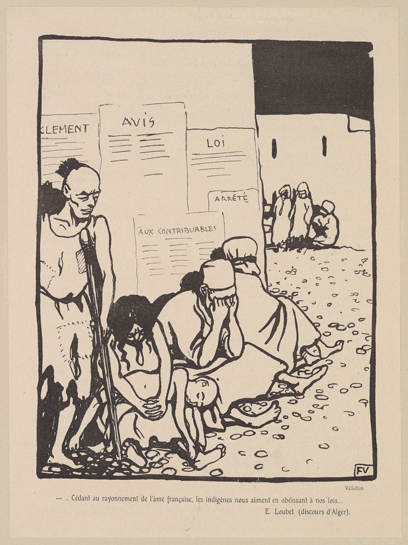 Félix Vallotton - Cédant au rayonnement de l’ame française. les indigénes nous aiment en obéissant a nos lois…