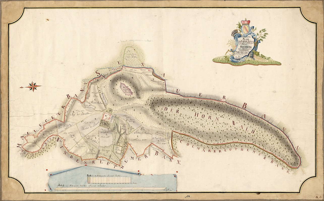 Friderich B. Seufert - Geometrischer Plan des Hochfürstl. Markgrävl. Badischen Schloßes und Banns Hochberg cum Appertinentiis