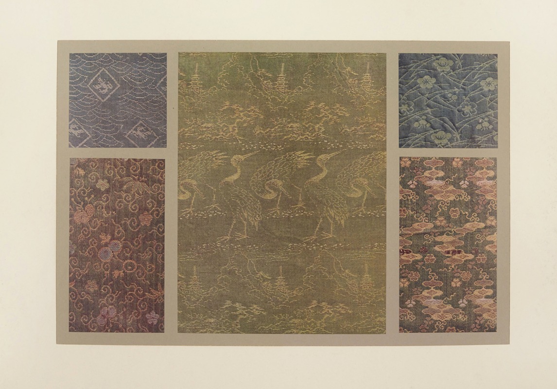 Maurice Pillard Verneuil - Motifs d’ornements ; fleurs et aiguilles de pin ; grues et paysage ; motifs d’ornement