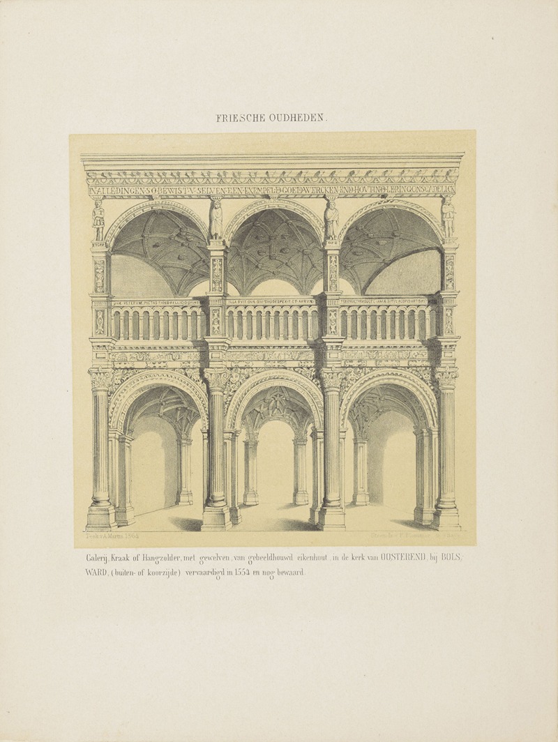 Albert Martin - Galerij met gewelven in de kerk van Oosterend Galerij, Kraak of Hangzolder, met gewelven