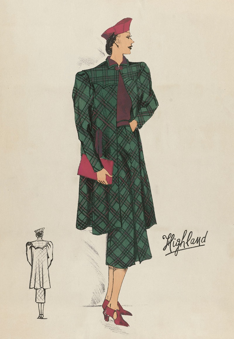Anonymous - Woman in checkered long coat and dress