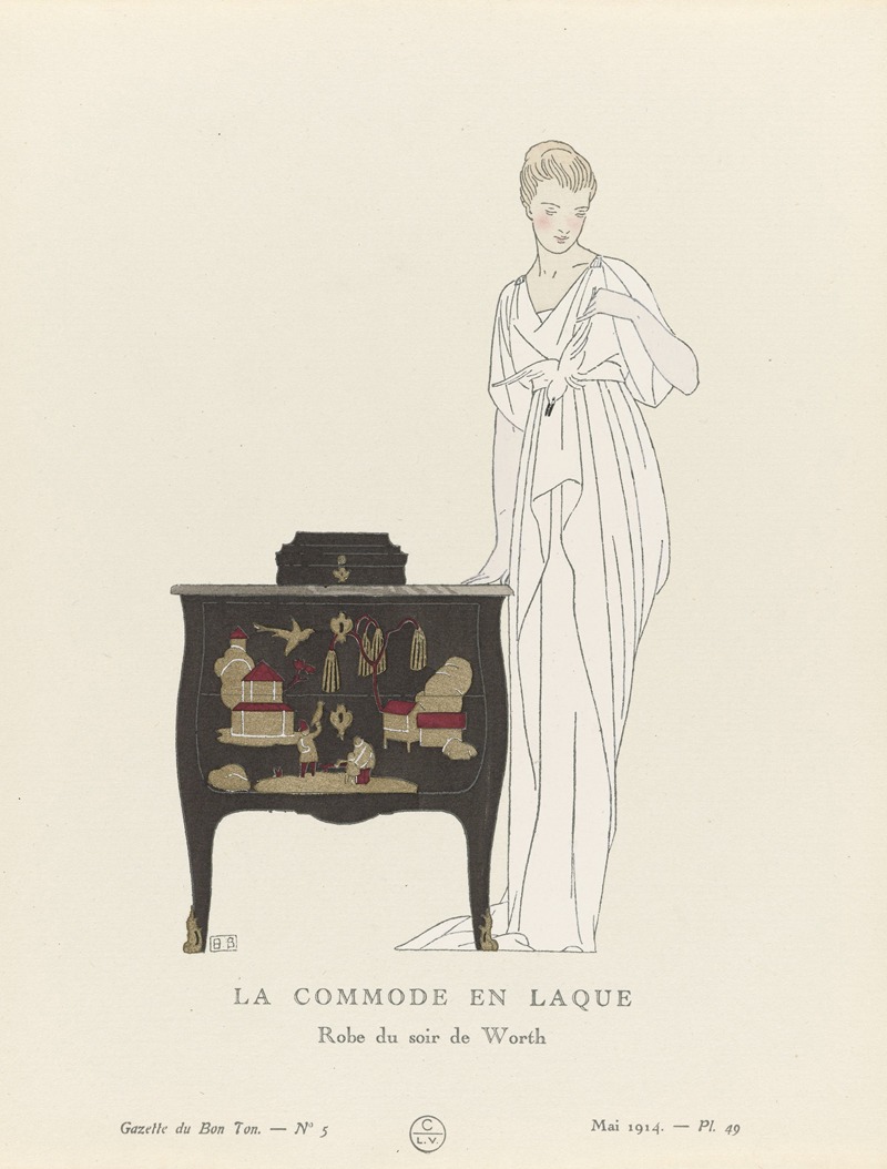 Bernard Boutet de Monvel - Gazette du Bon Ton – La Commode en Laque. Robe du soir de Worth