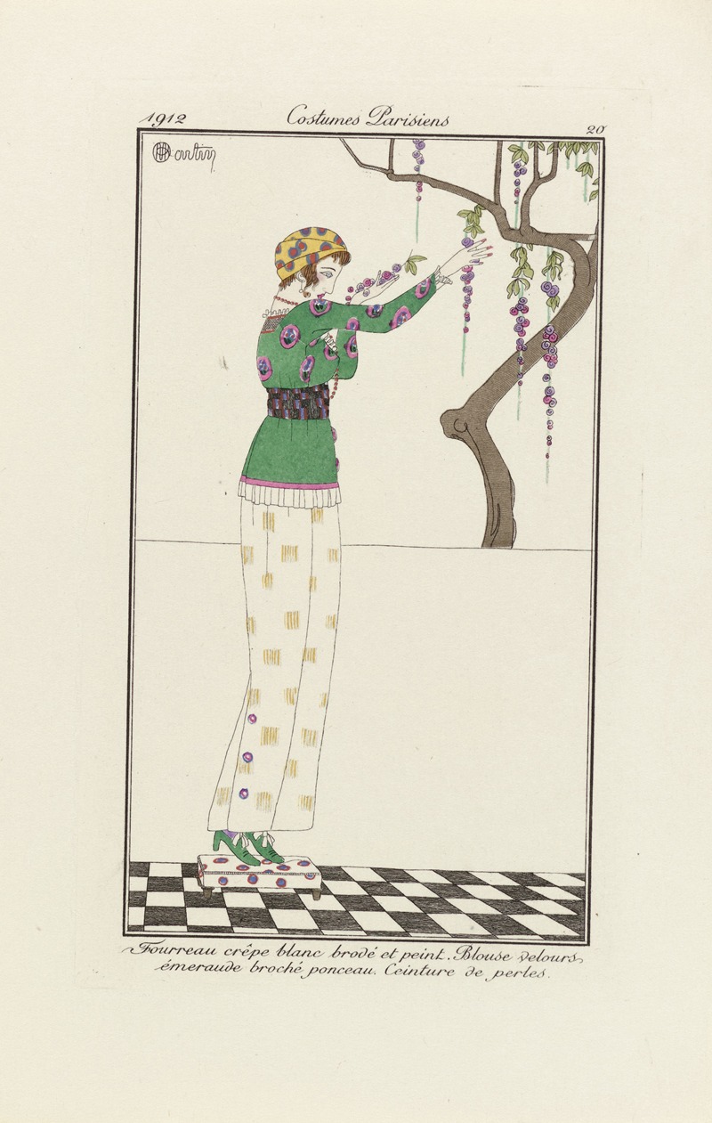 Charles Martin - Journal des Dames et des Modes – Fourreau crèpe blanc