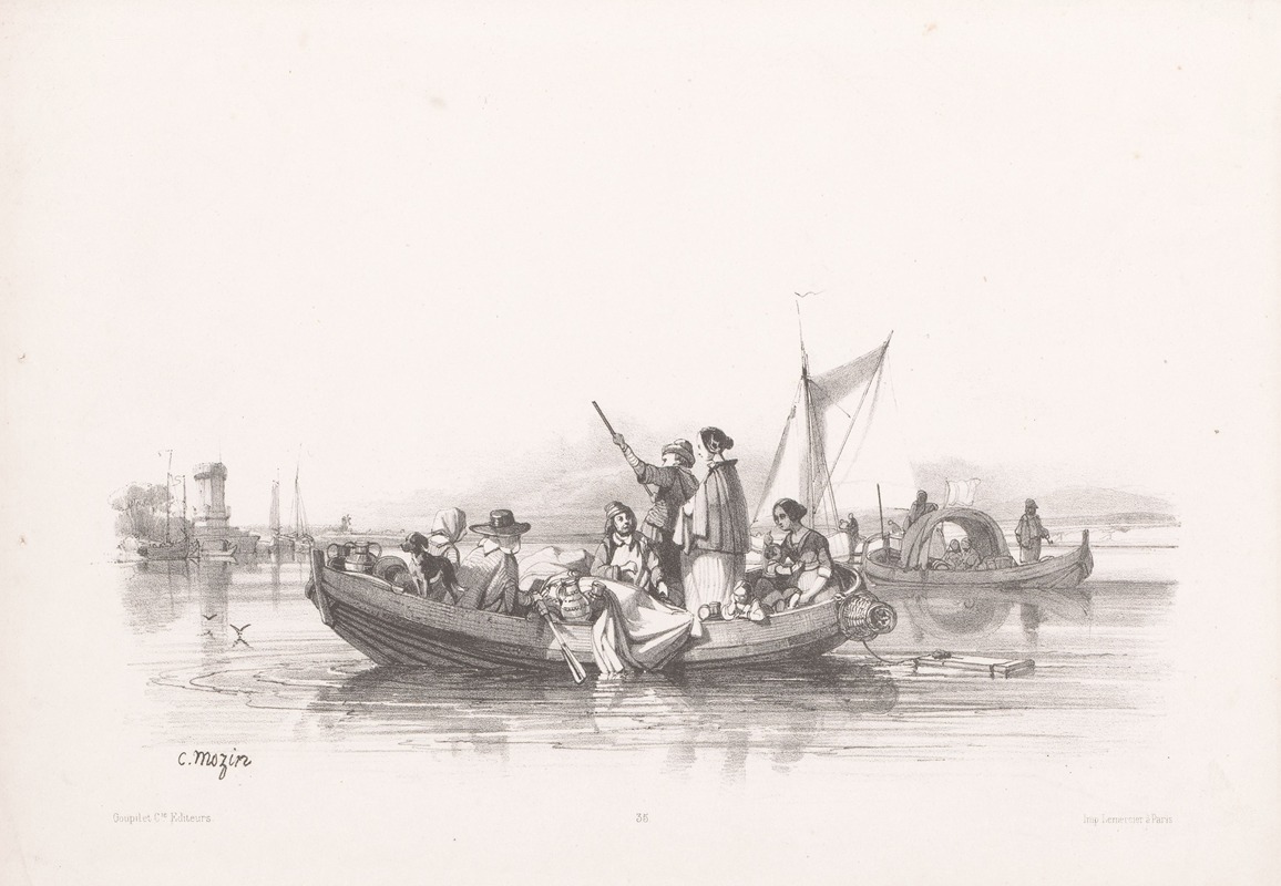 Charles-Louis Mozin - Group of people in rowboat