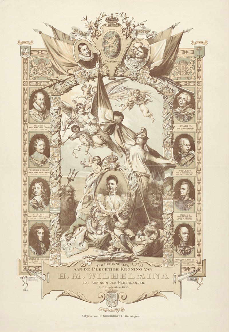 Cornelis Jetses - In memory of the Solemn Coronation of Her Majesty Queen Wilhelmina as Queen of the Netherlands. September 6, 1898