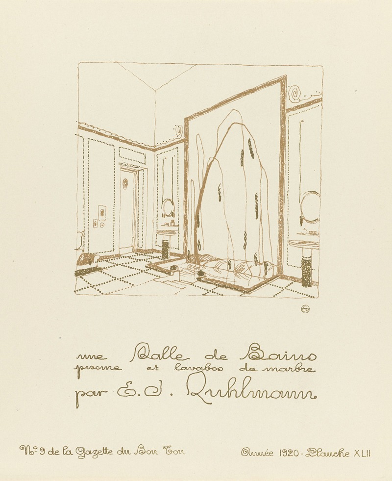 Émile-Jacques Ruhlmann - Une Salle de Bains piscine et lavabos de marbre