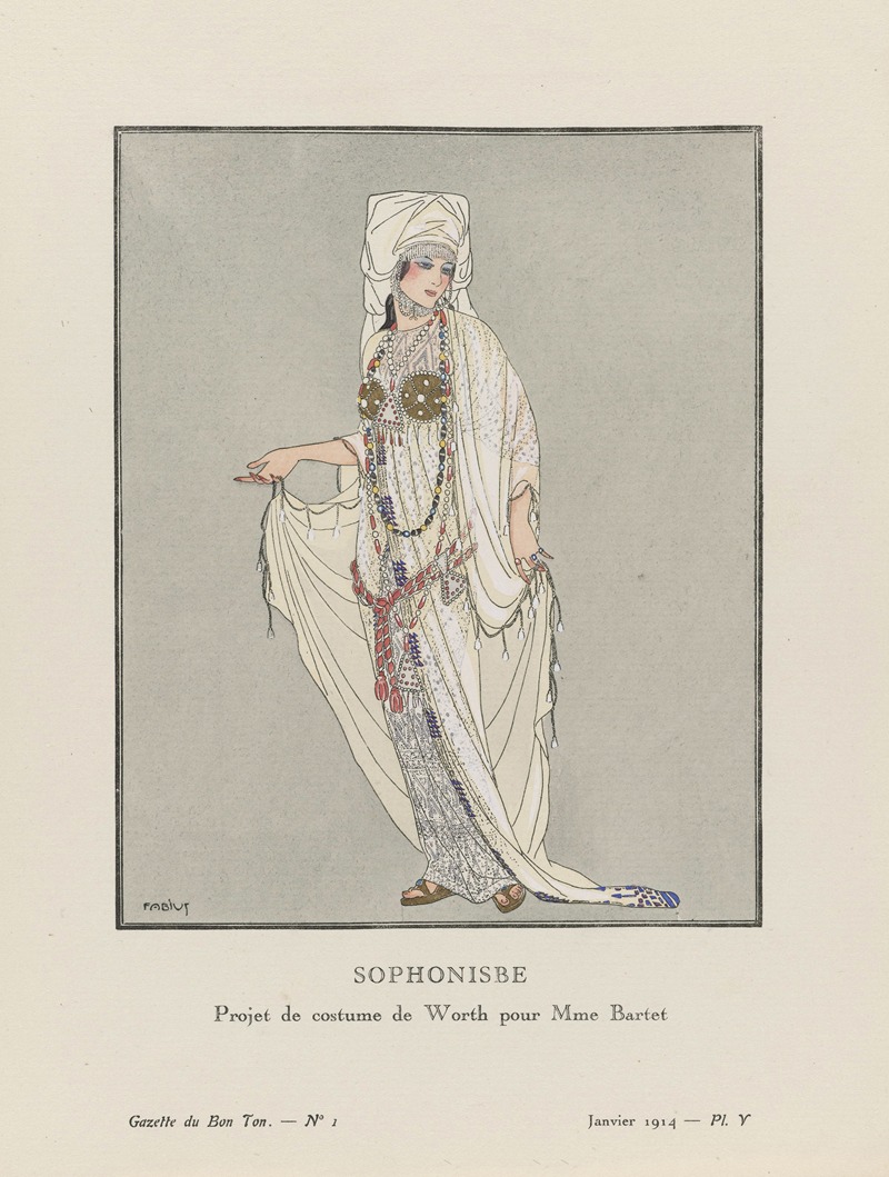 Fabius - Sophonisbe Projet de Costume de Worth pour Mme Bartet