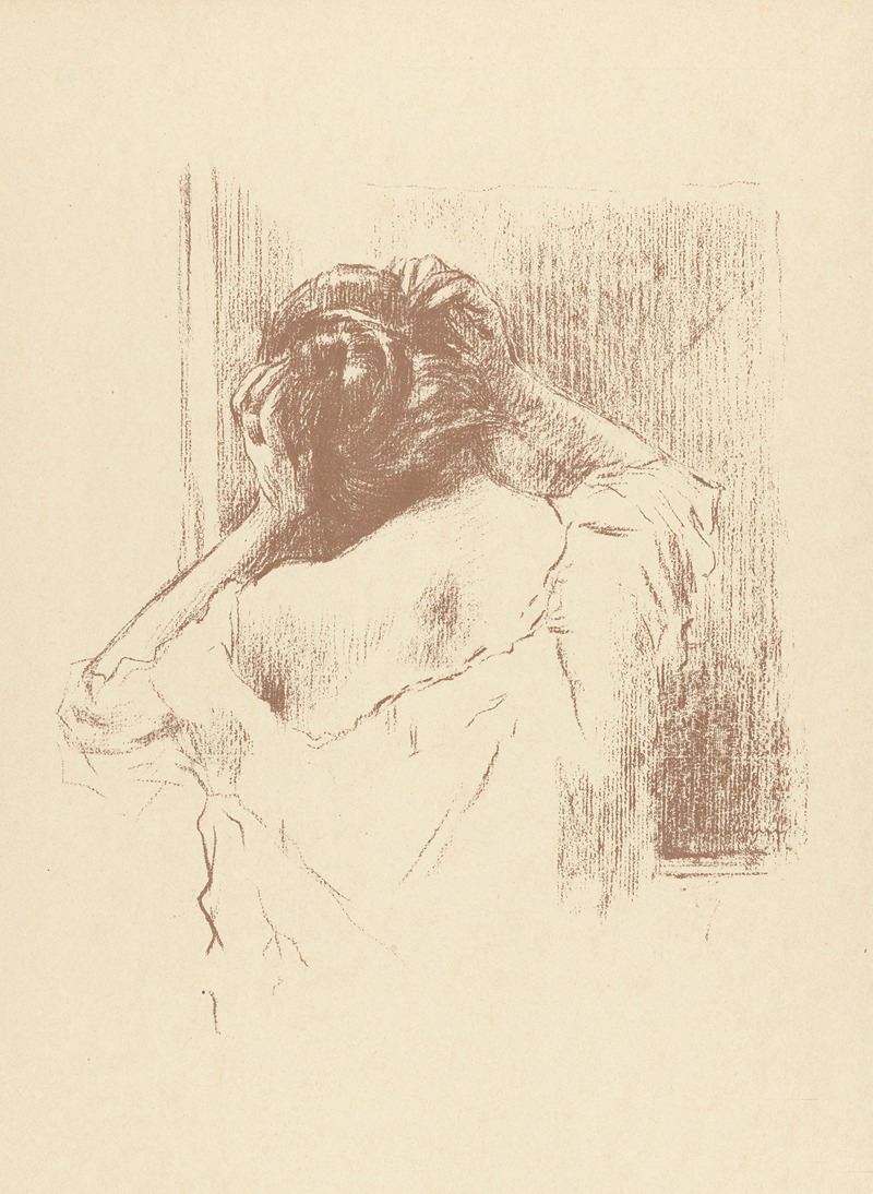 Ferdinand Luigini - Woman in front of mirror puts her hair up