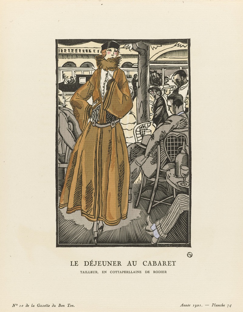 Fernand Siméon - Gazette du Bon Ton – Le déjeuner au cabaret Tailleur, en cottaperllaine de Rodier