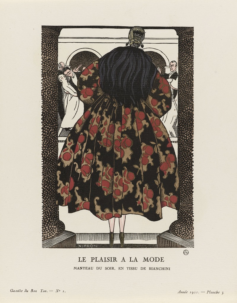 Fernand Siméon - Le plaisir a la mode Manteau du soir, en tissu de Bianchini