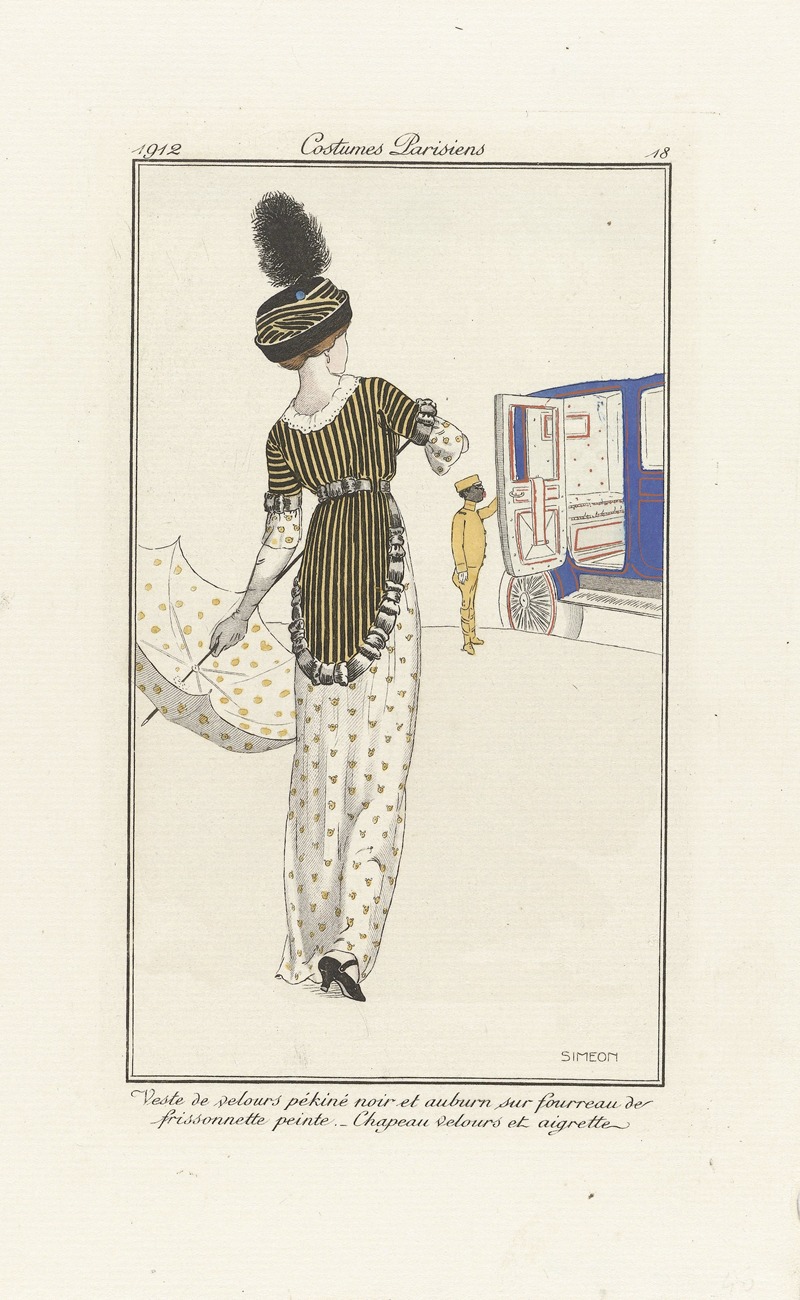 Fernand Siméon - Journal des Dames et des Modes, Costumes Parisiens. No. 18 Veste de velours