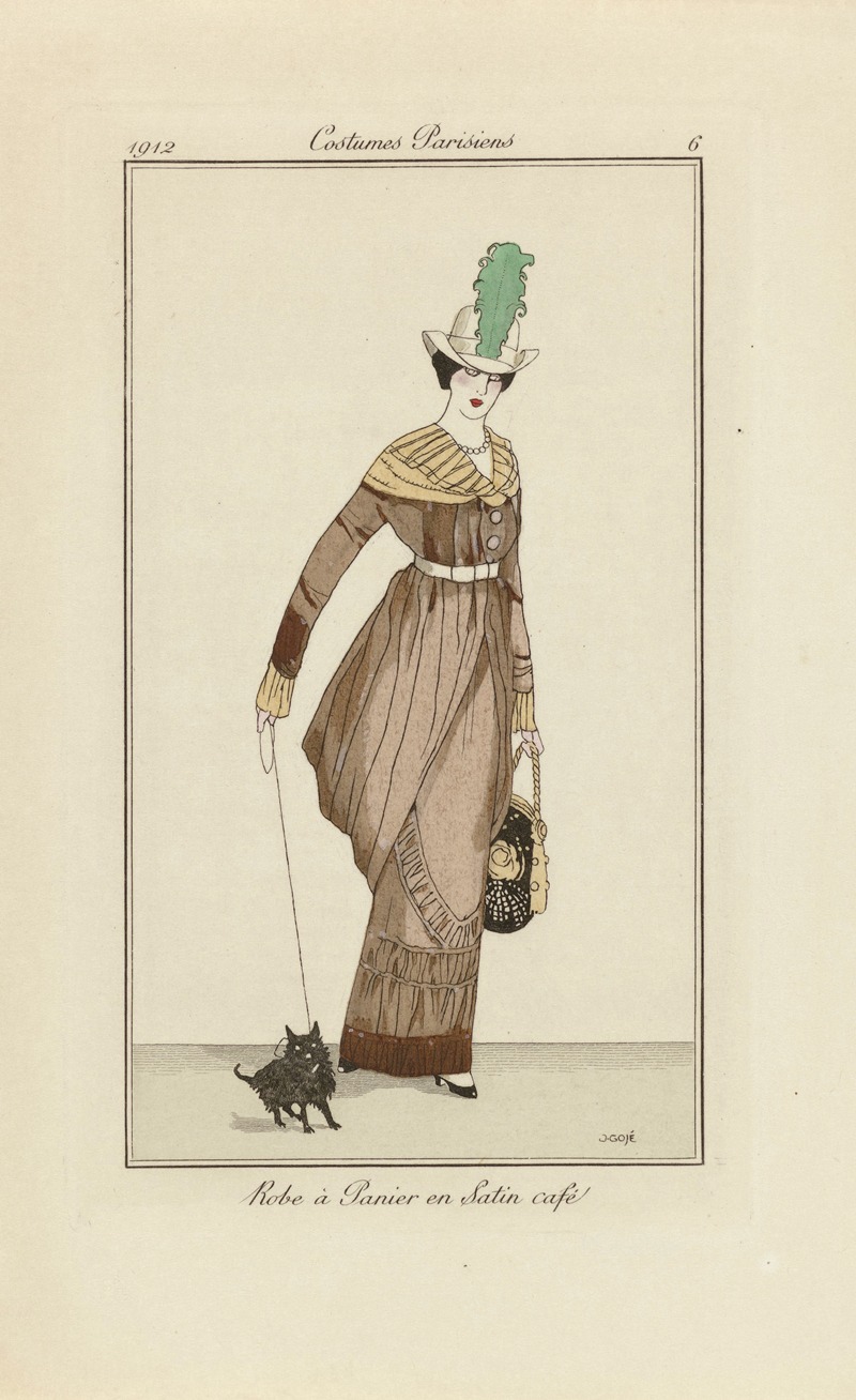 Francisco Javier Gosé - Journal des Dames et des Modes – Robe à Panier en Satin café