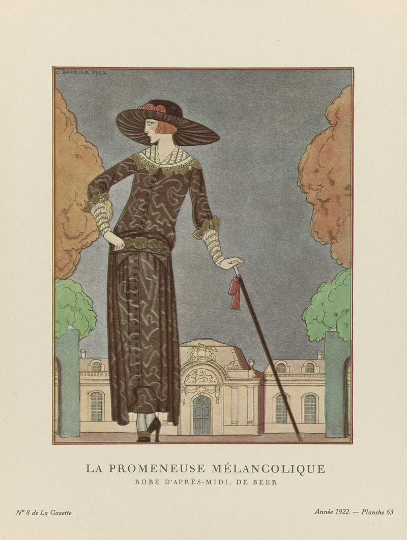 George Barbier - La promeneuse mélancolique Robe d’après-midi, de Beer