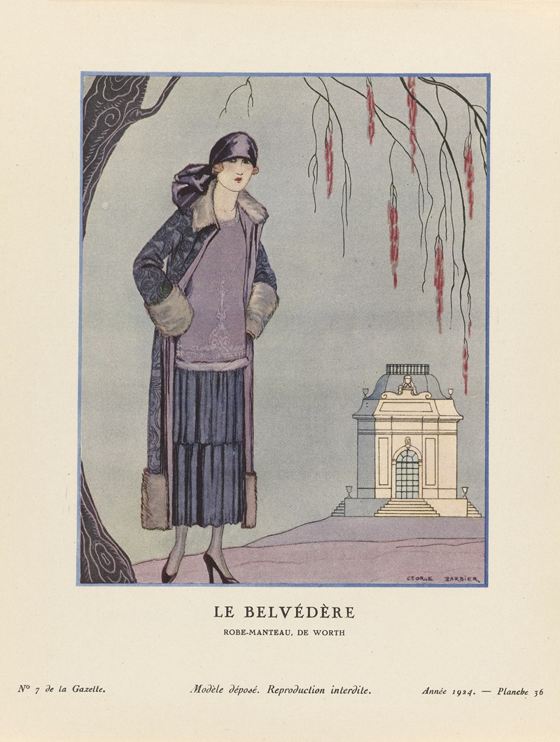 George Barbier - Gazette du Bon Ton – Le Belvédère Robe-Manteau, de Worth