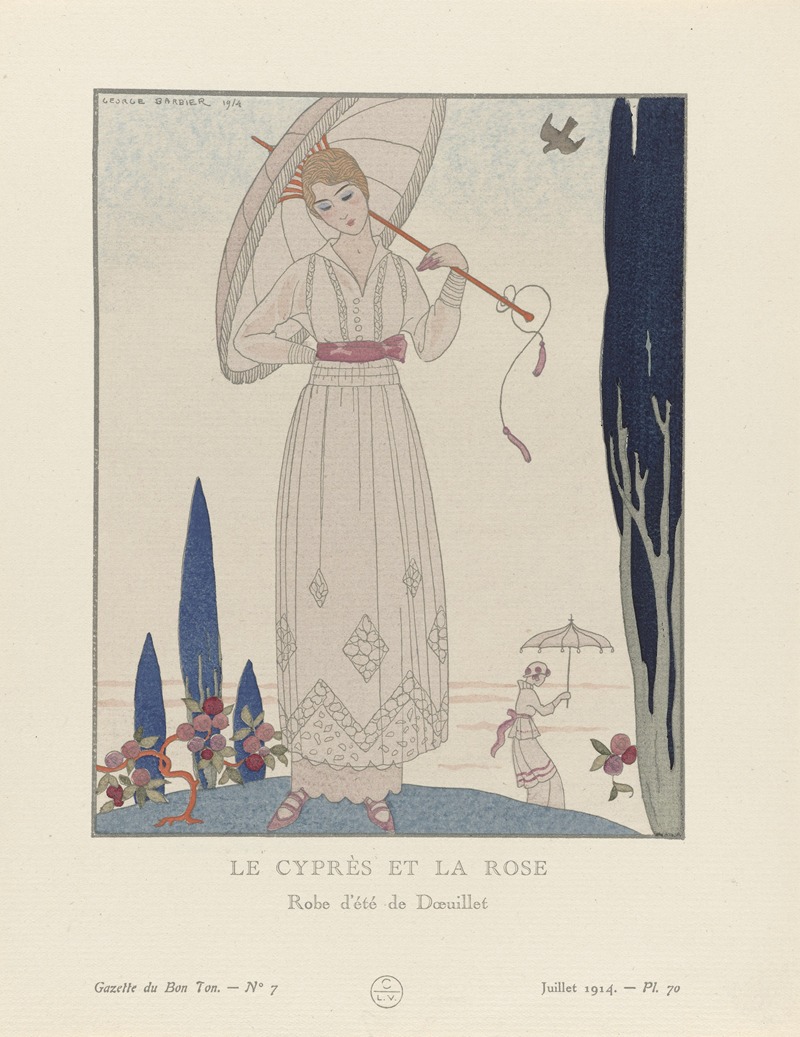 George Barbier - Le cyprès et la rose Robe d’été de Doeuillet
