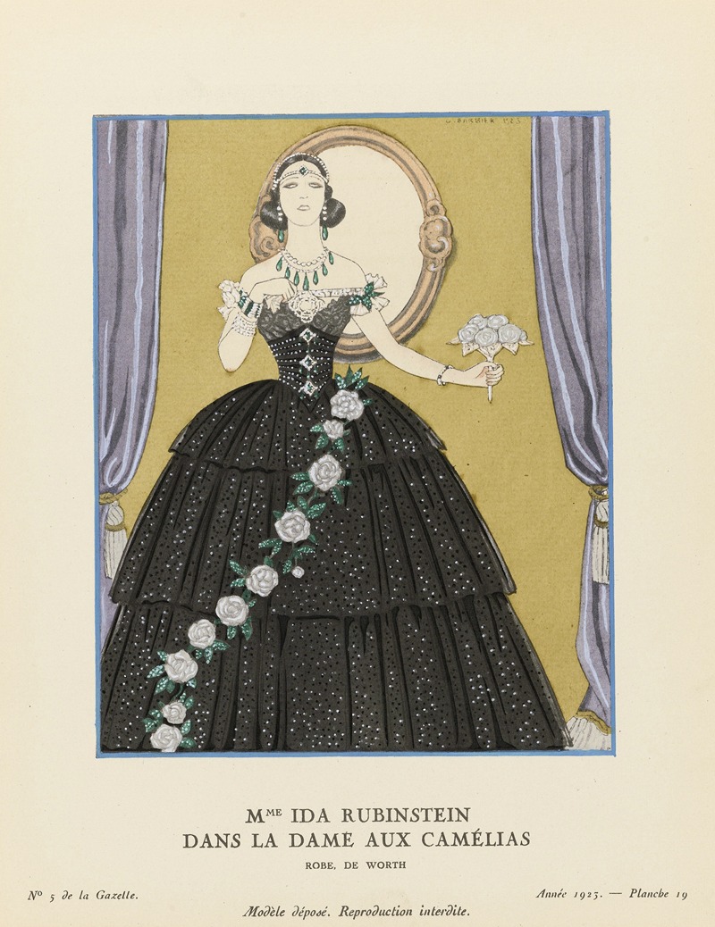 George Barbier - Gazette du Bon Ton – Mme Ida Rubinstein dans La Dame aux Camélias
