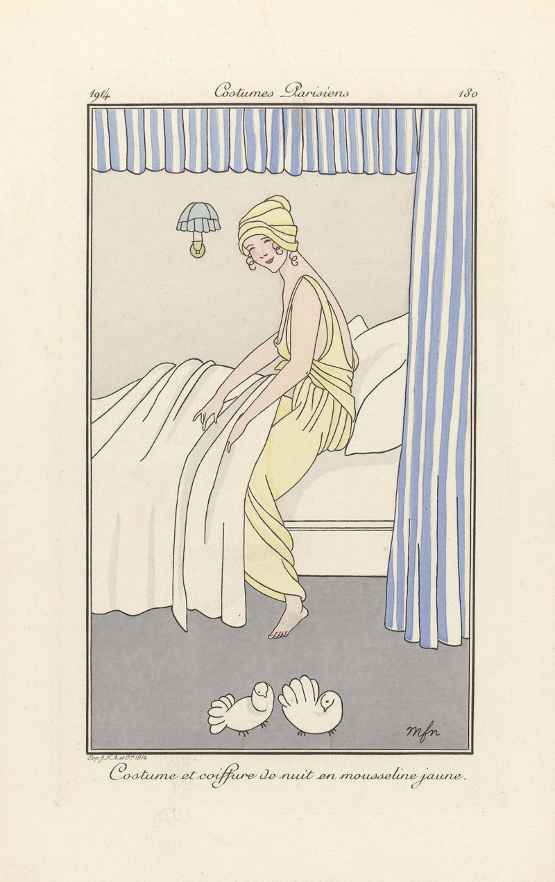 George Barbier - Journal des Dames et des Modes – Costume et coiffure de nuit