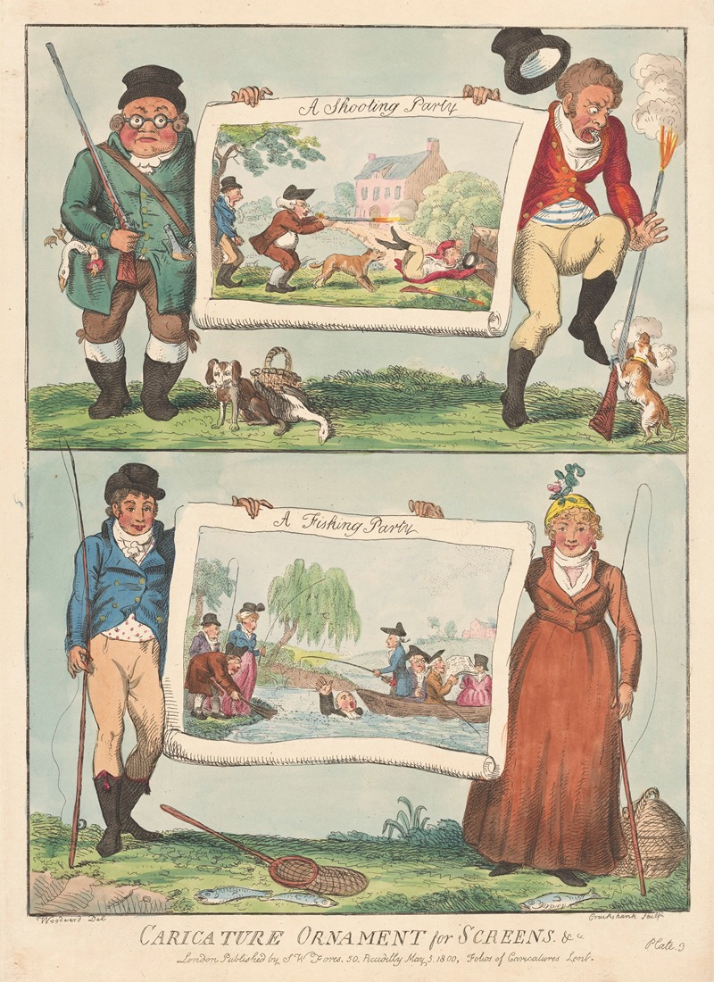 George Cruikshank - A Shooting Party, A Fishin Party