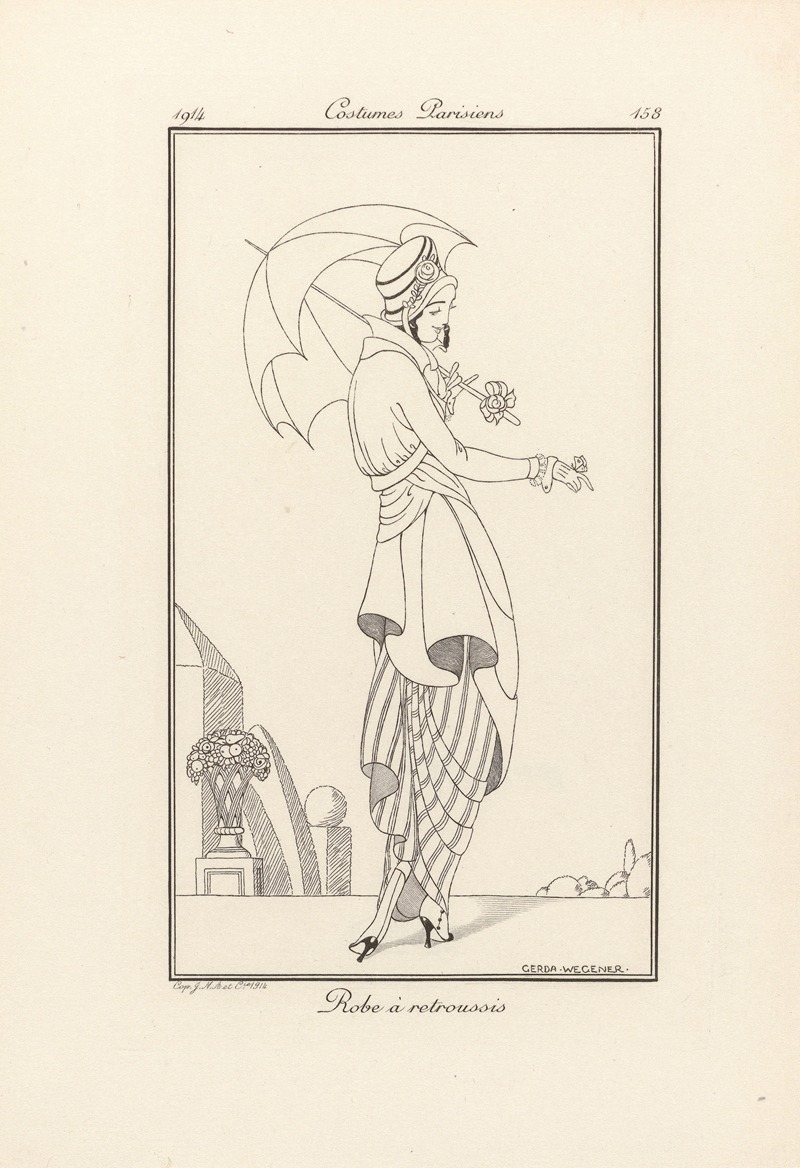 Gerda Wegener - Journal des Dames et des Modes, Costumes Parisiens. No. 158 Robe à retroussis