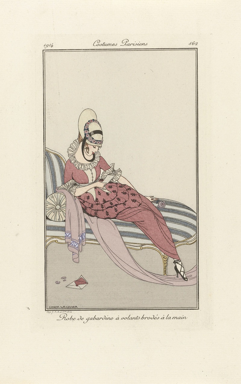 Gerda Wegener - Journal des Dames et des Modes, Costumes Parisiens. No. 162 Robe de gabardin