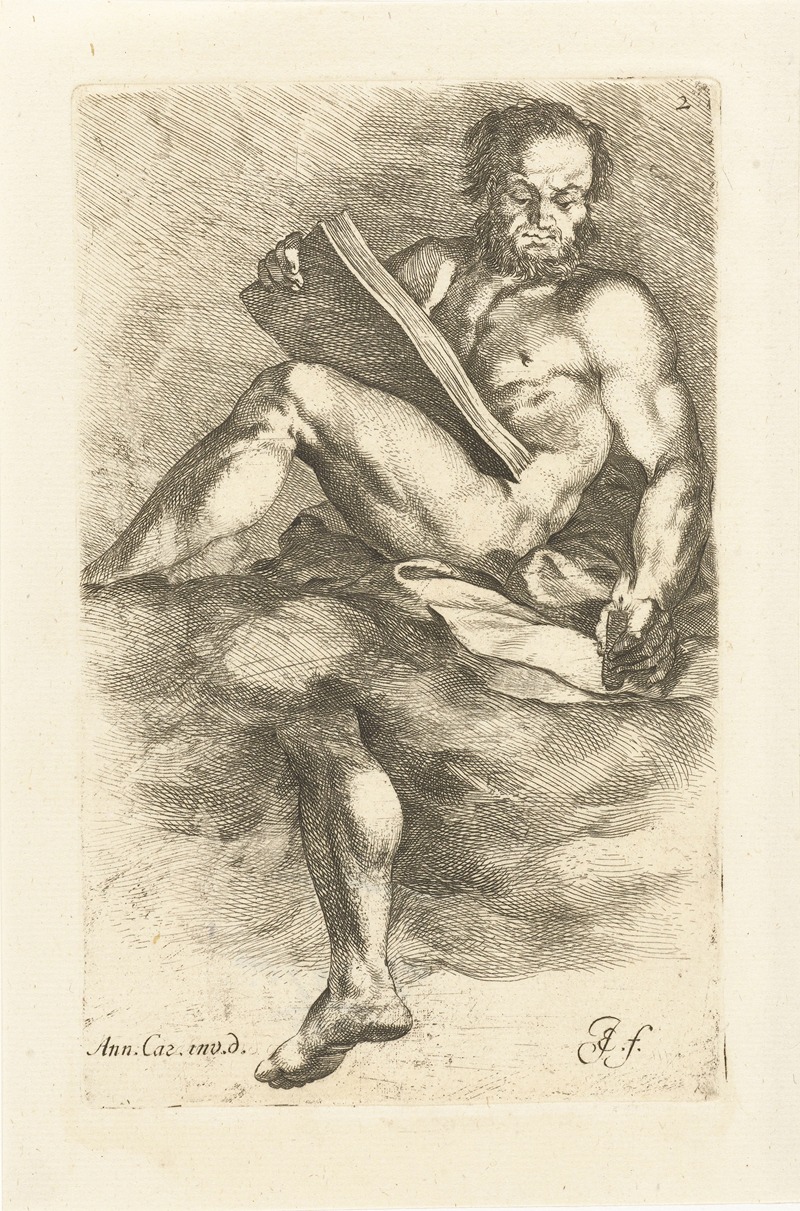 Jan de Bisschop - Nude man with book and candle