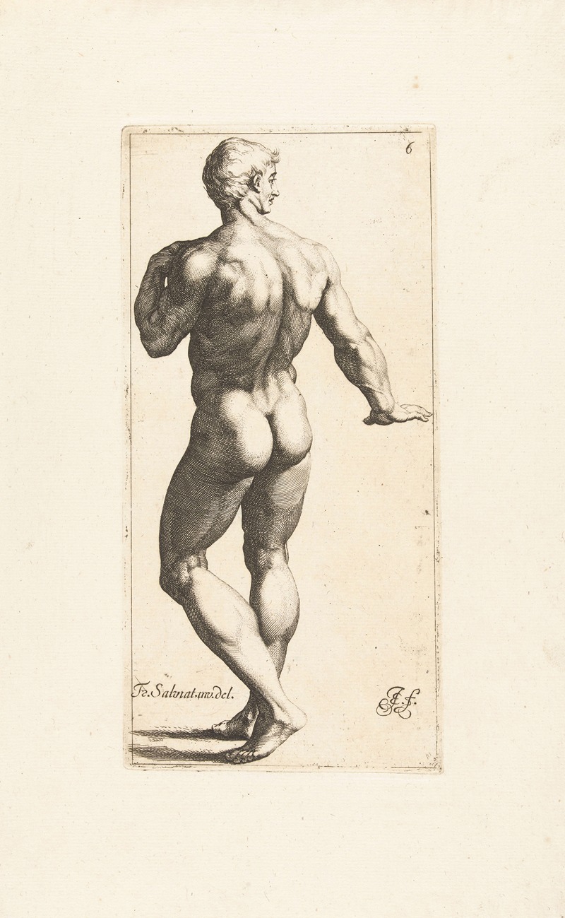 Jan de Bisschop - Nude man standing seen from behind