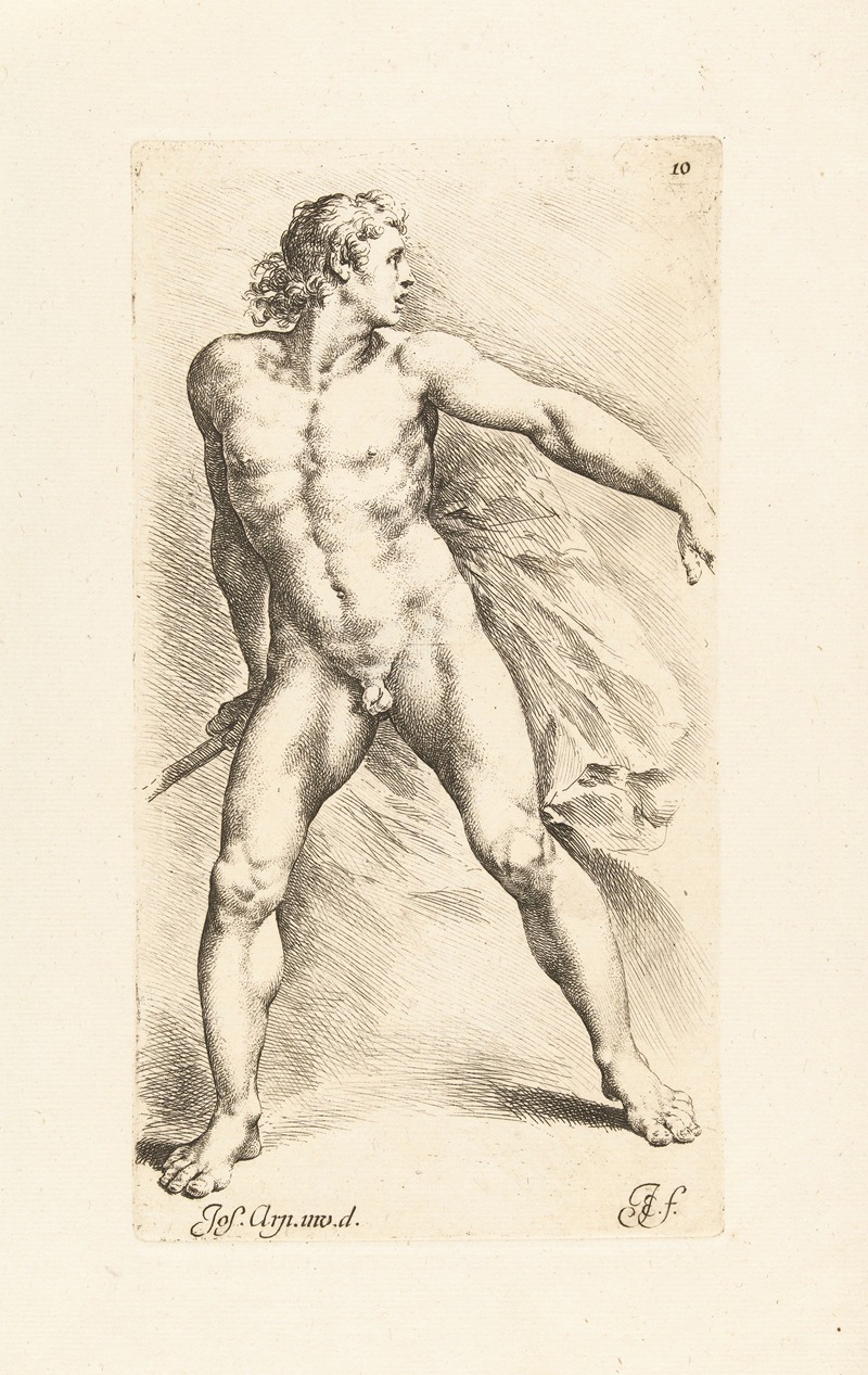 Jan de Bisschop - Nude man with a pike in his hand