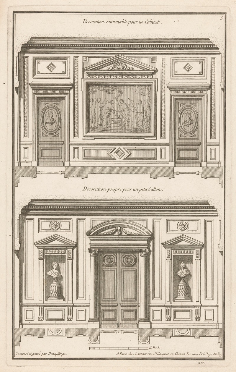 Jean François de Neufforge - Décoration convenable pour un Cabinet, Décoration propre pour un petit Sallon